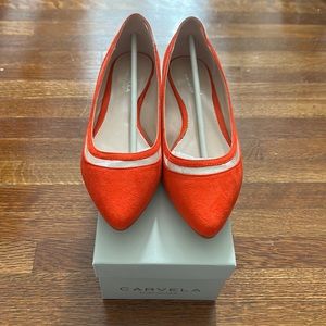 New Carvela Kurt Geiger Orange Suede Flats - size 37 (US 7)
